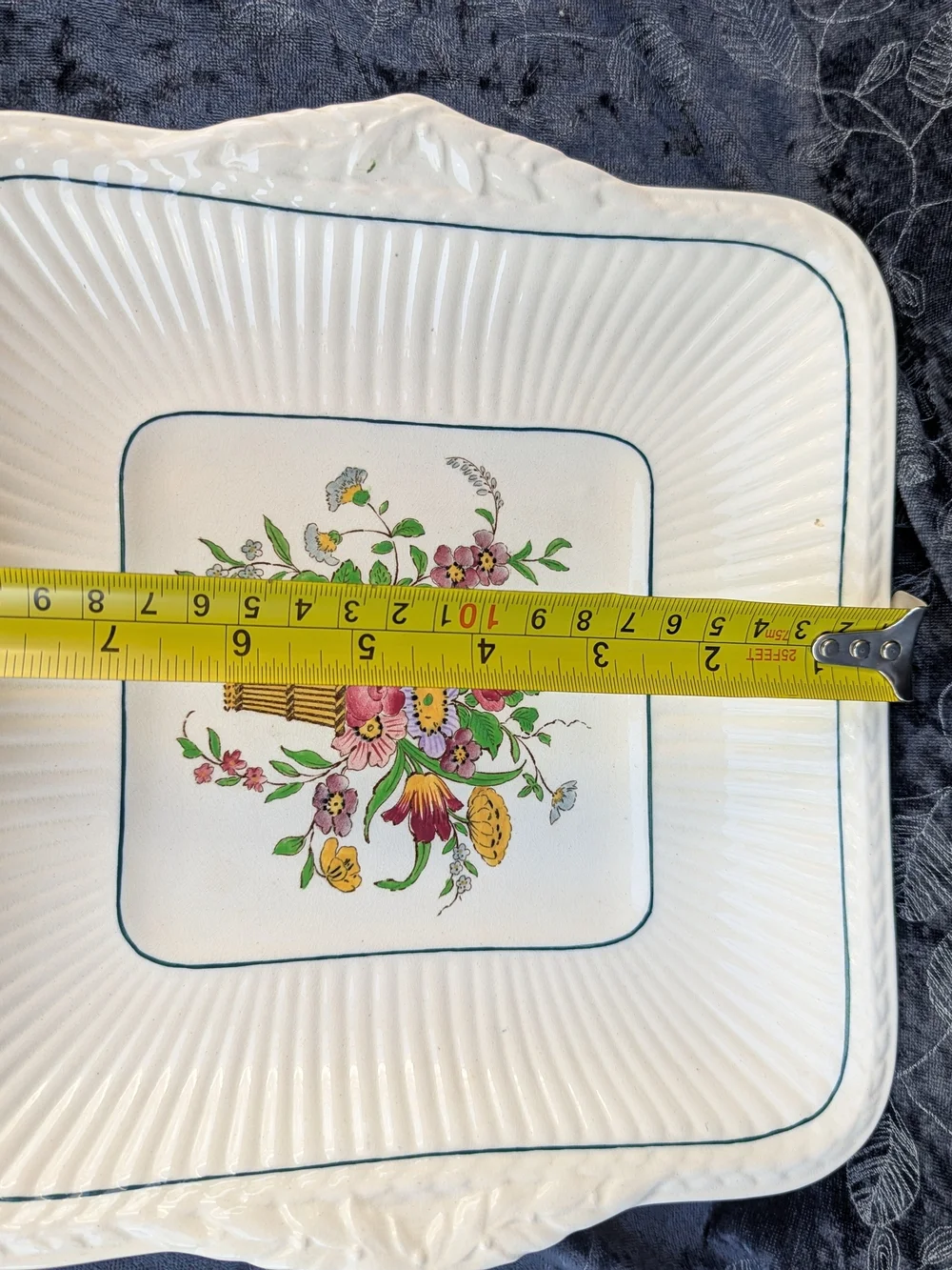VTG Wedgwood Belmar Cake Plate Floral Square Handled Serving Platter Cottage